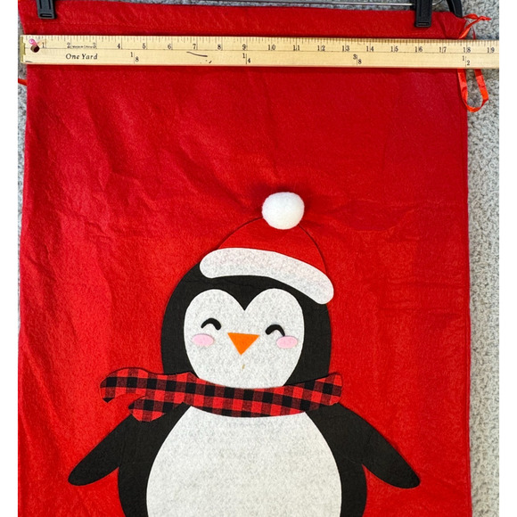 Christmas Santa Sack Set Of 2 Gift Bags Penguin And Santa Note Large Medium - Picture 11 of 12